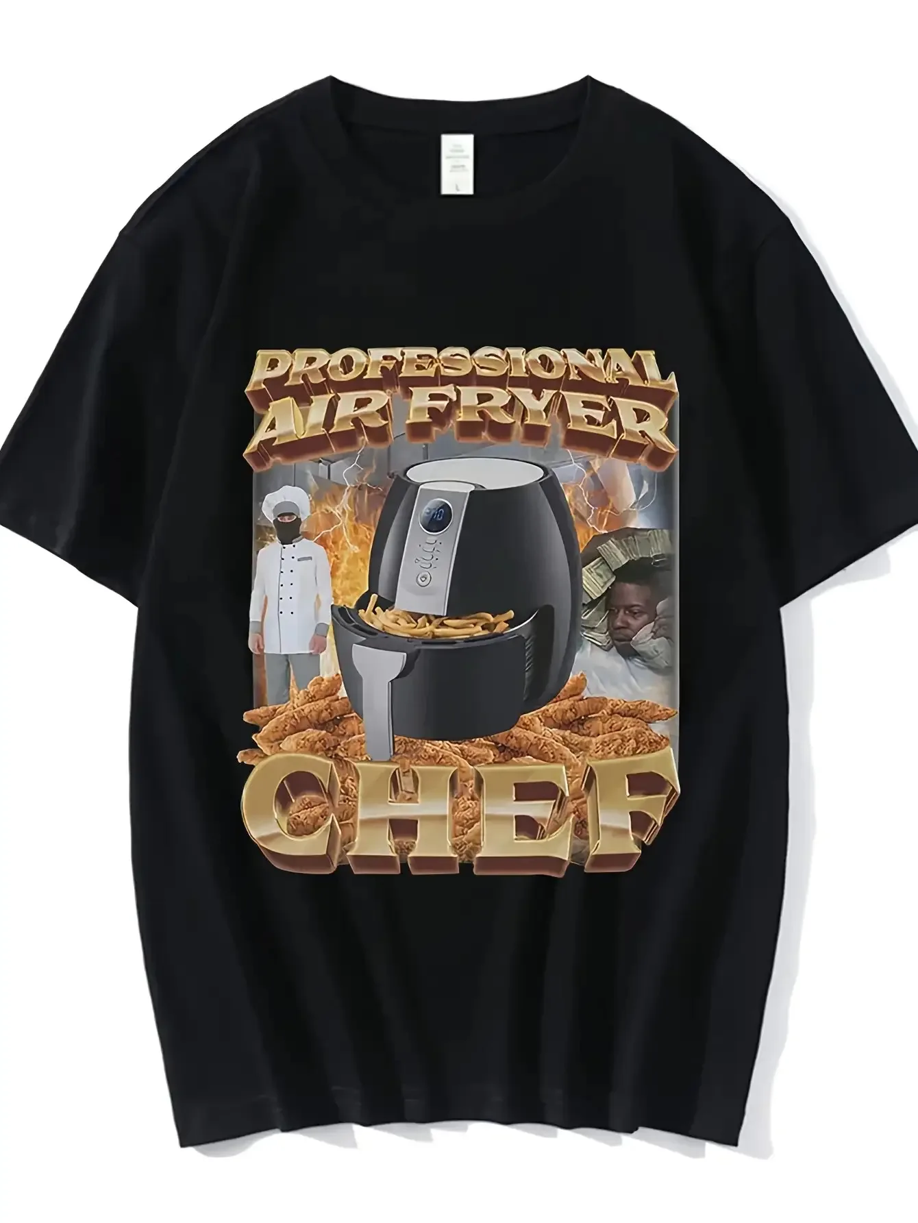 Professional Air Fryer Chef Meme Graphic T-Shirt Men Women Fashion Hip Hop T-Shirts Casual Oversized T Shirts Streetwear