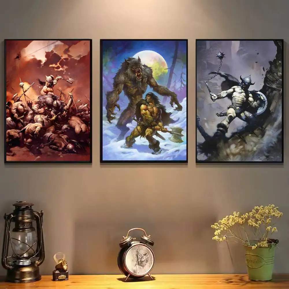 ملصق فني من Frank f-Frazetta عالي الدقة لديكور المنزل على الحائط اللاصق المقاوم للماء وغرفة المعيشة المنزلية والديكور الجمالي #4