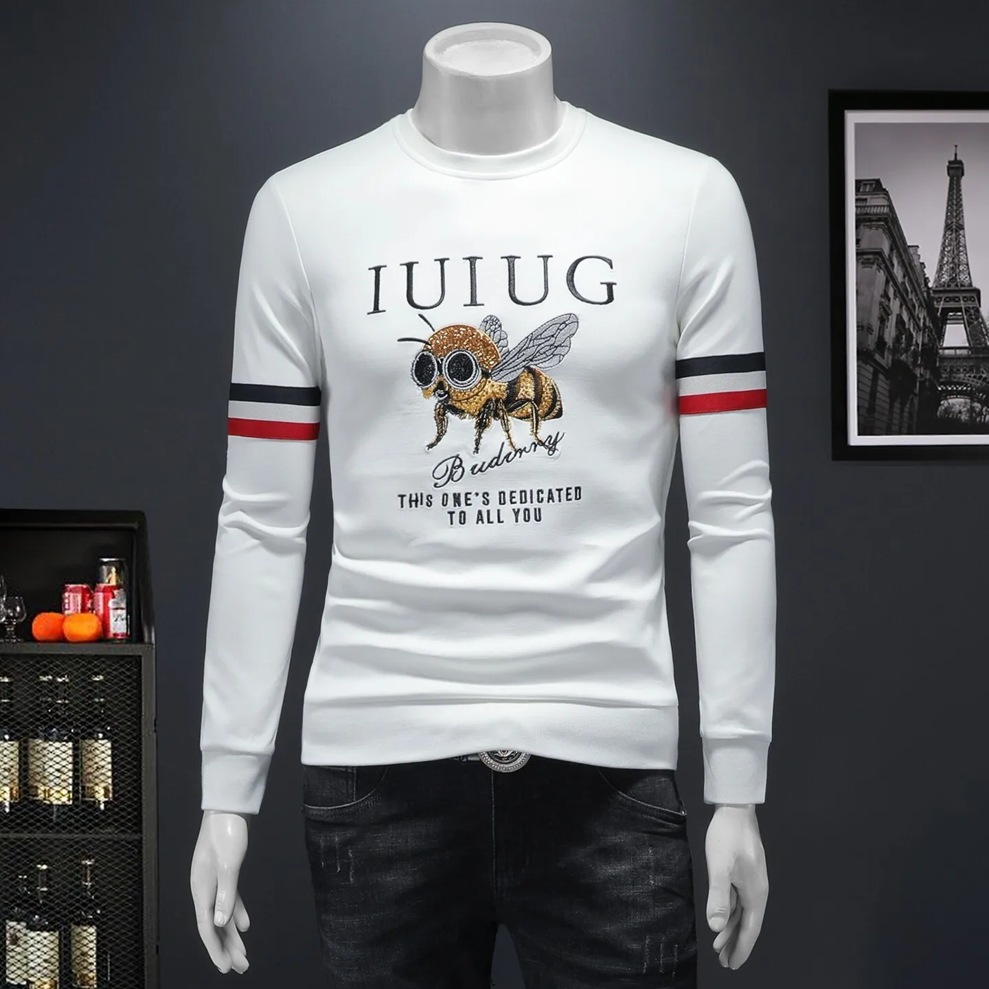 

Мужская модная роскошная базовая футболка на весну-осень, новая модель, приталенный крой, хлопковая, с длинным рукавом, удобная, дышащая.