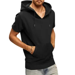 2024 Amazon New Men's Athleisure European and American Hooded Loose Short Sleeves