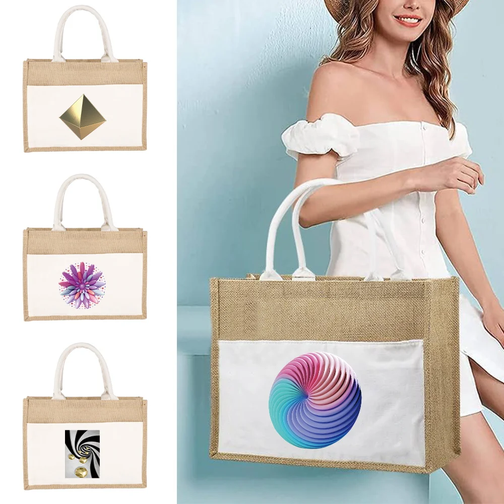 

Jute Bag Handbag Linen Shoulder Bag Sacks Jute Imitation Sacks Linen Bags Women Shopping Bags Tote Laminated Bags 3D Printed2023