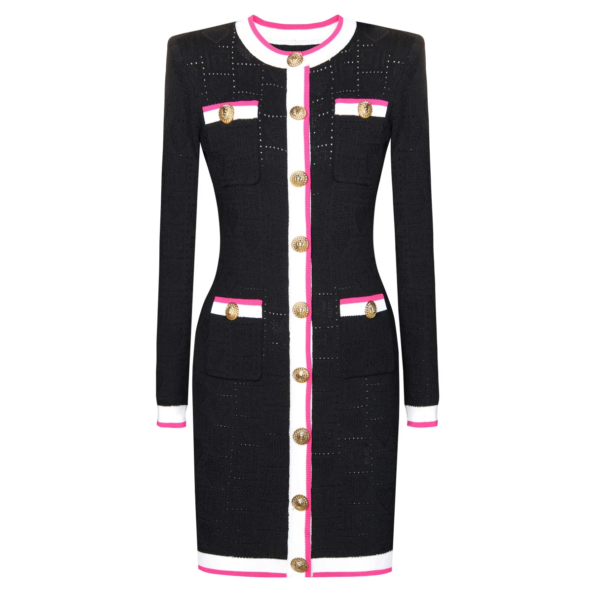 

Autumn Winter Women's Sheath Knitting Sweater Dresses Long Sleeve Single Breasted Short Party Dress Elegant Female Vestidos 2025