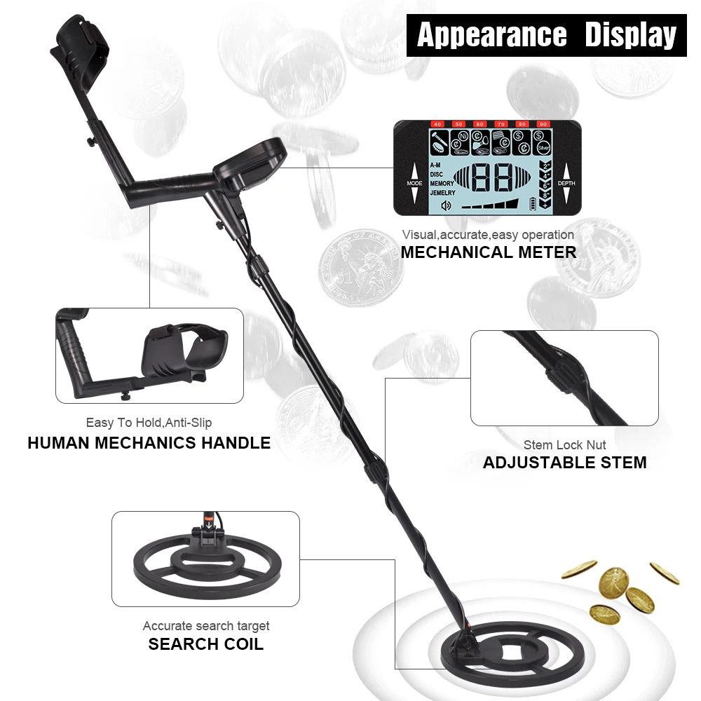 Metal Detector MD-810 Metal Detector sotterraneo sensibilità regolabile Treasure Finder Gold Digger Hunter bobina impermeabile