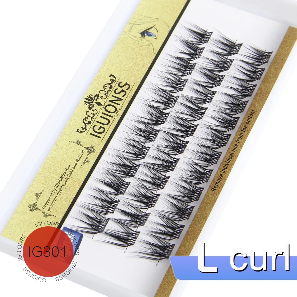 IGUIONSS  L Curl Super Cluster Clusters DIY Eyelash Extension Natural Mink Eyelash Individual Lashes Makeup Tools MIX10,12,14