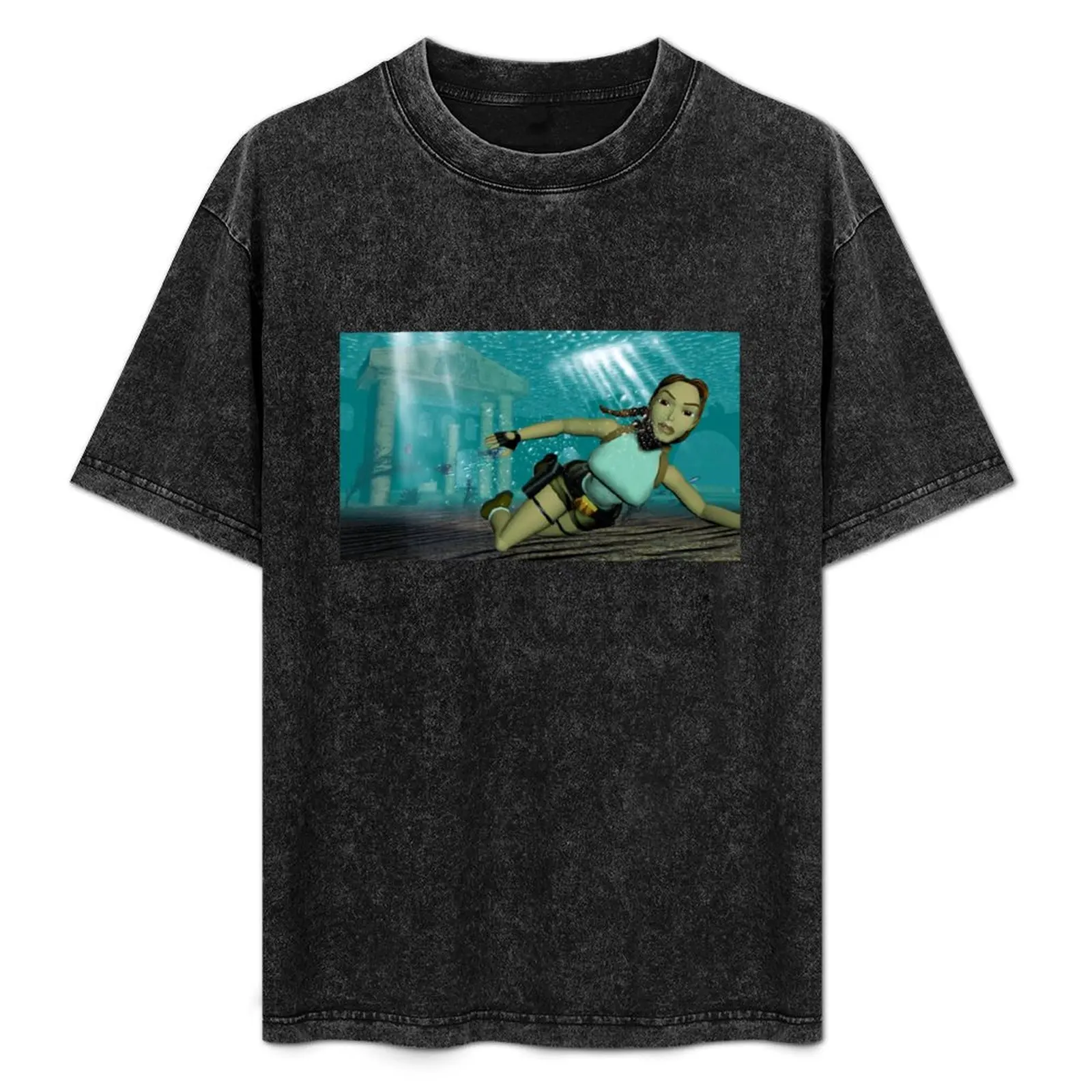 

Classic Tomb Raider Lara Croft Underwater T-Shirt Daily Work Short Sleeve Top