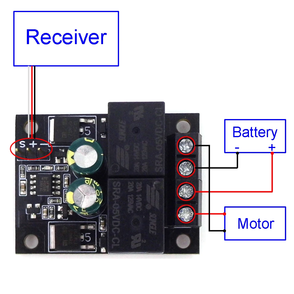 7-28V Brushed DC Motor Controller 20A 2-Ways Receiver Control Switch Relay Forward Reverse 5V/300MA UBEC For RC Model Boat Car