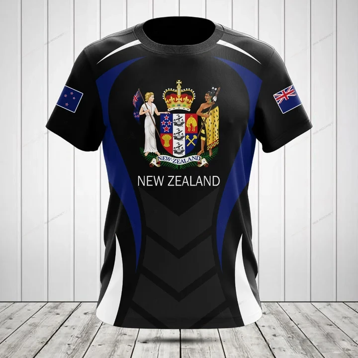 Customized Summer Casual New Zealand Flag Graphic T-shirts Men's Fashion Team Uniform Jersey Oversize Fast Dry Short Sleeve Tops