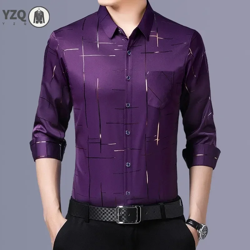 Men\'s Casual and Fashionable Long Sleeved Printed Shirt, Non Ironing and Wrinkle Resistant Business Top