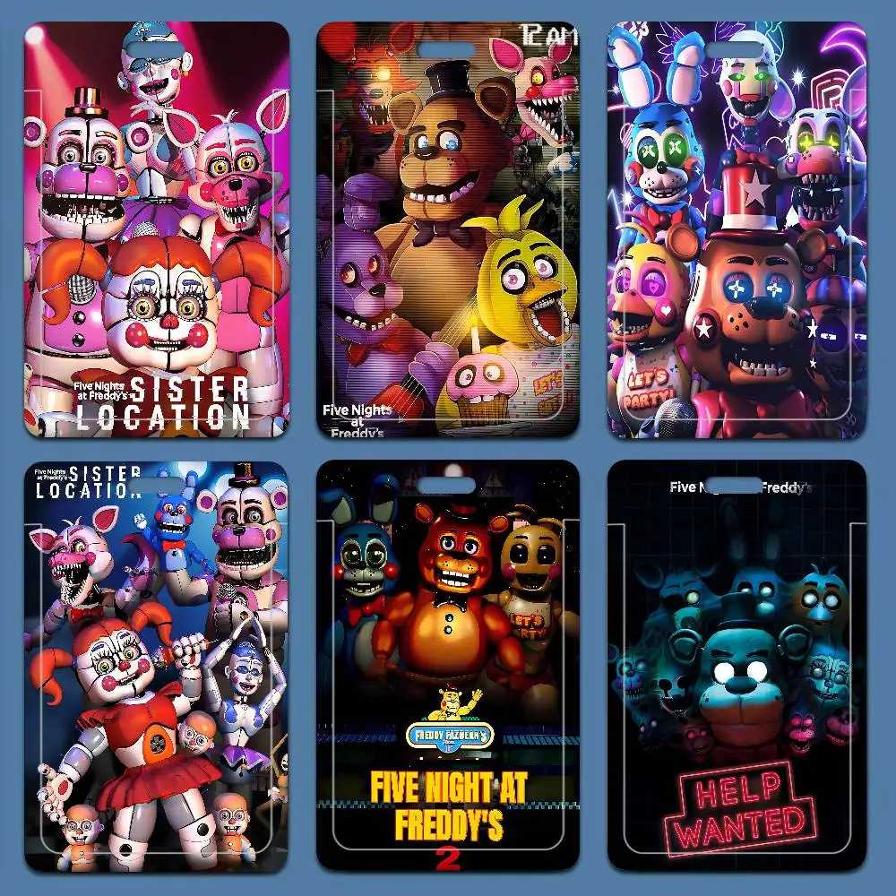 

F-FNAF Five-nights-At-Freddys, 1 шт., выдвижной держатель для удостоверений личности с прозрачным окном, защитный чехол для ID-карт для офиса, школы, персонала, студентов