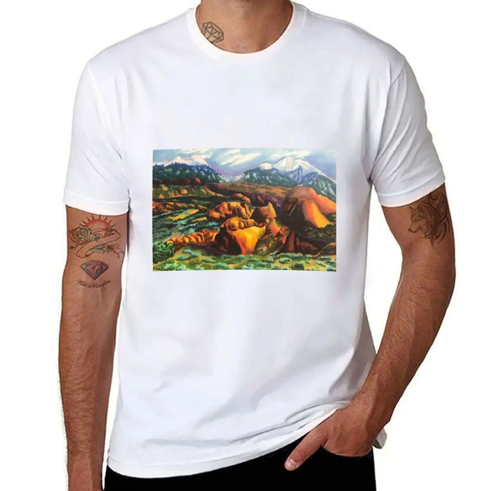

La Sal Mountains - Utah T-Shirt Aesthetic clothing customs design your own Men's cotton t-shirt
