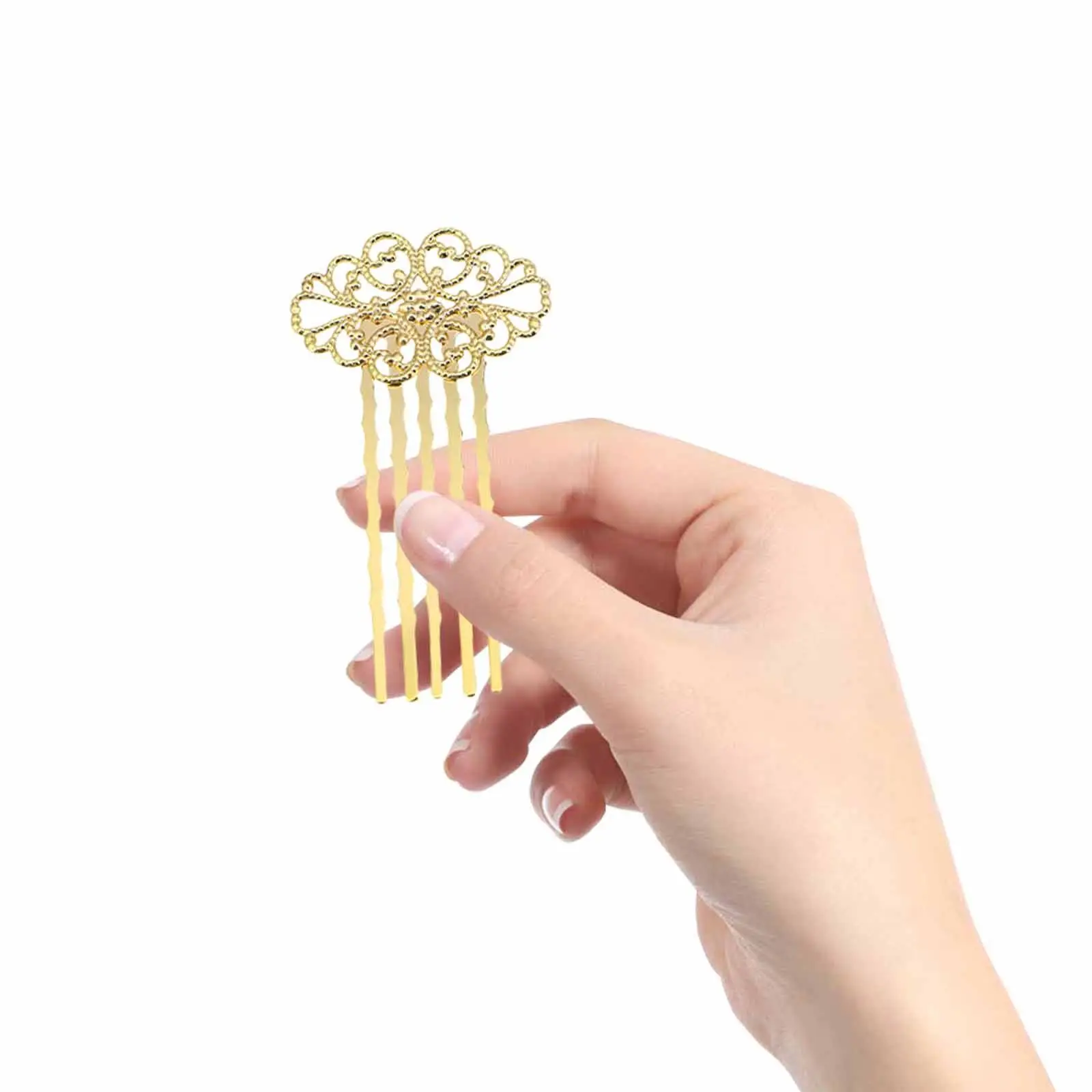 

10Pcs Elegant Five-Tooth Hair Comb for Women Golden Inserted Side Hair Accessory Wedding Party Prom Bridal Headdress