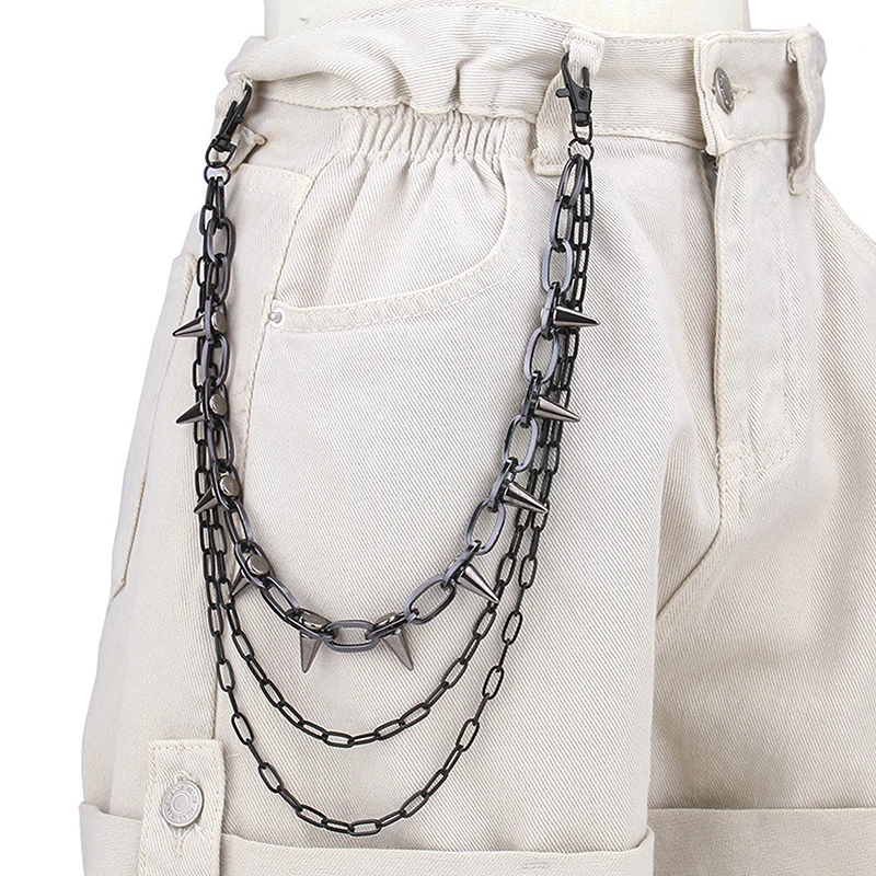 Hip-hop Punk Metal Rivets Pants Chain Multi-layer Waist Chain Dress Up Pants Hundred For Men Women Waist Chain Jewelry