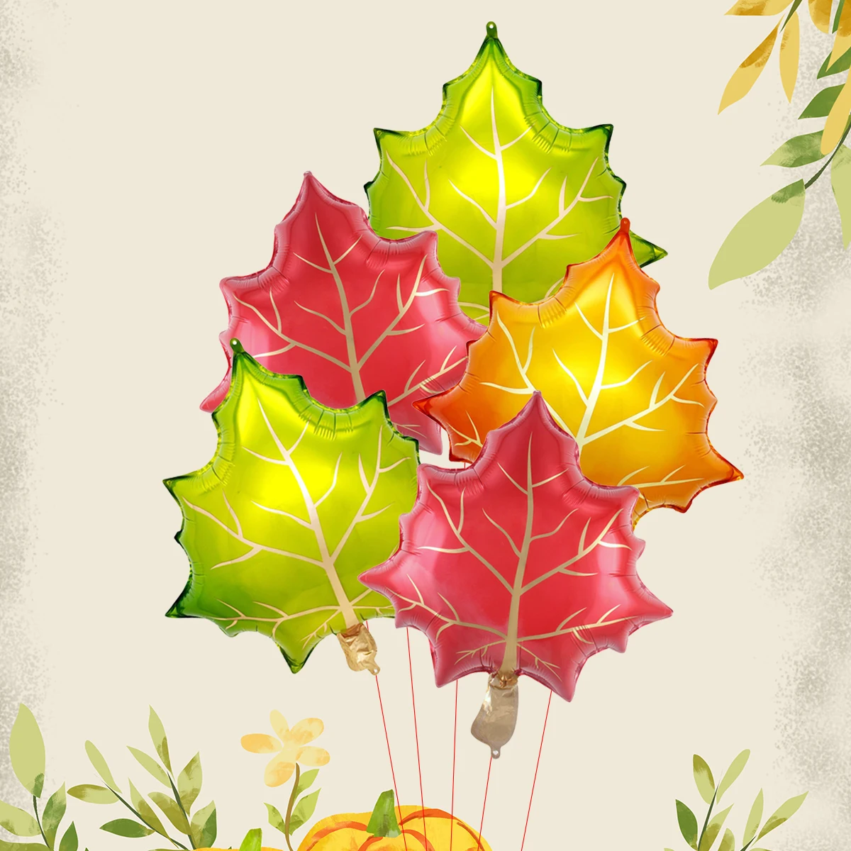 5 Stück Herbst Ahornblatt Tannenzapfen Kürbis Luftballons Set Herbst Erntefest Thema Party Dekorationen Thanksgiving Day Dekor