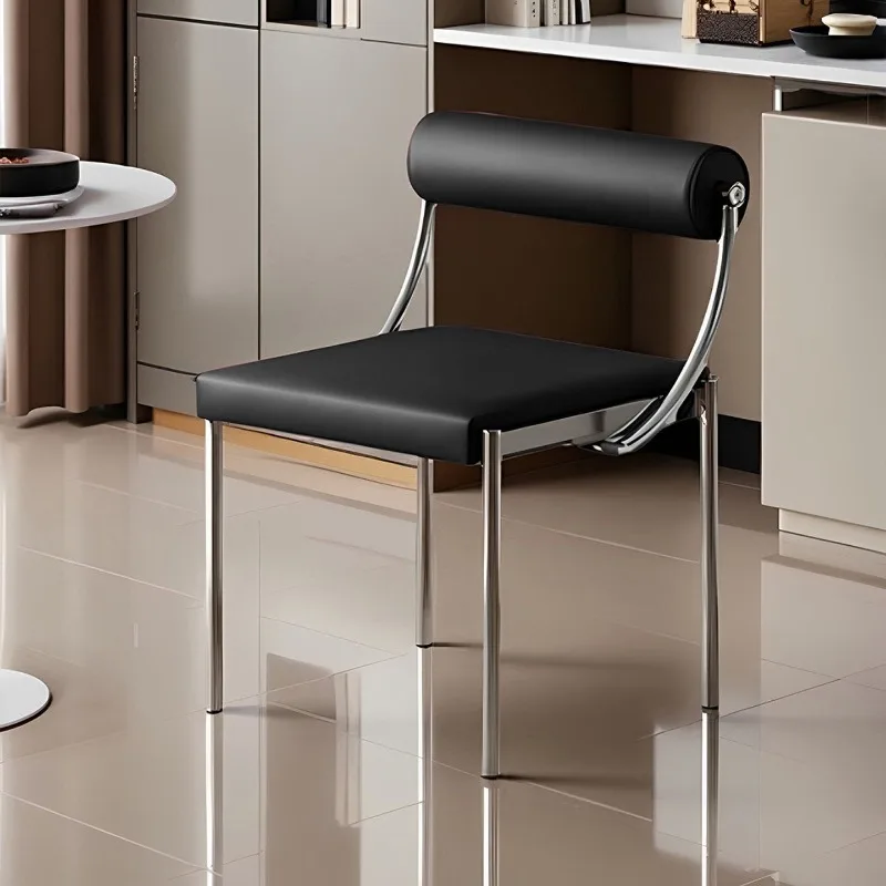 Medieval light luxury restaurant dining chair high-end stainless steel chair minimalist home creation backrest single chair