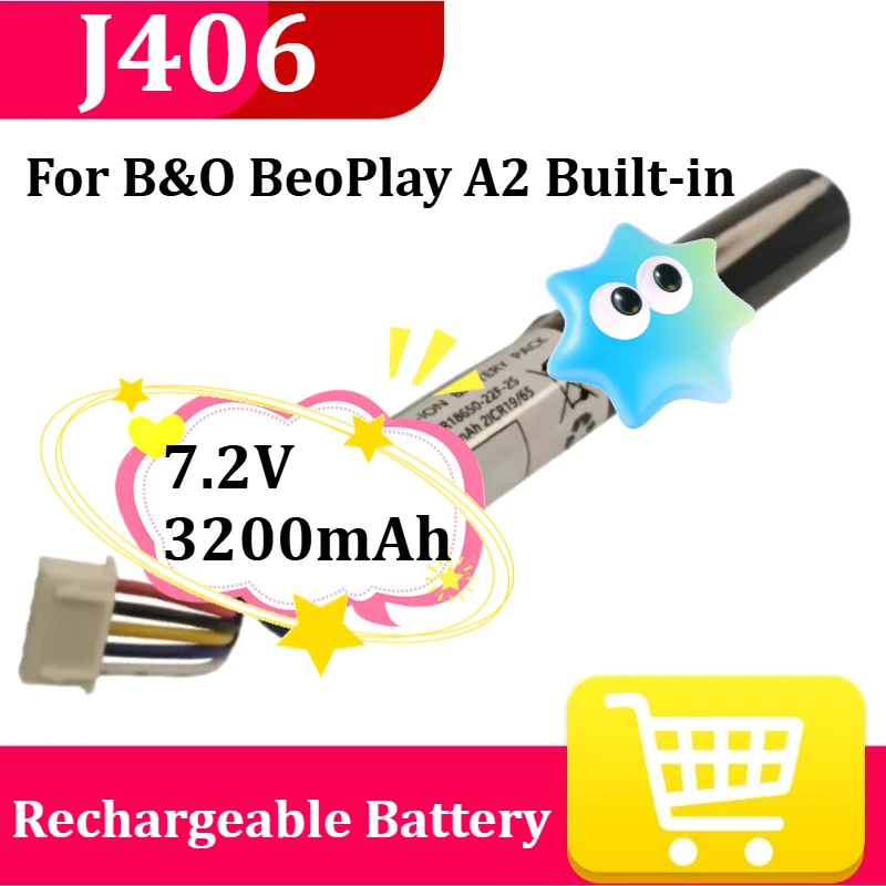 

Новая высококачественная аккумуляторная литиевая батарея J406 7.2V 2200mAh ICR18650-22F-2S для B&O BeoPlay A2, встроенная, перезаряжаемая