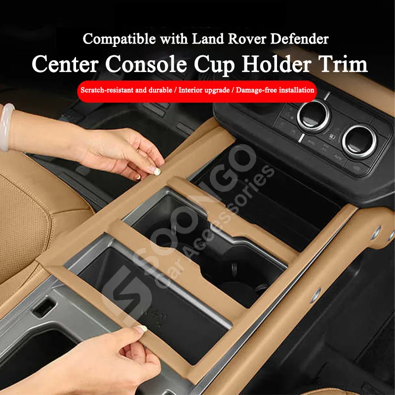 For Land Rover Defender 2025-2026 Car Central Panel Trim Cup Water Holder Storage Slot Interior Protective Decorative Frame
