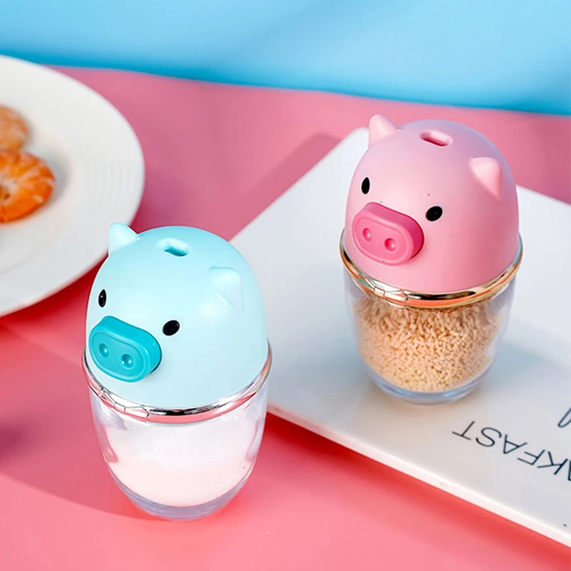 

120ml Cute Cartoon Pig Creativity Kitchen Tool Pepper Seasoning Spice Jar Powder Condiments Salt Storage Bbq Sprinkles Box Glass