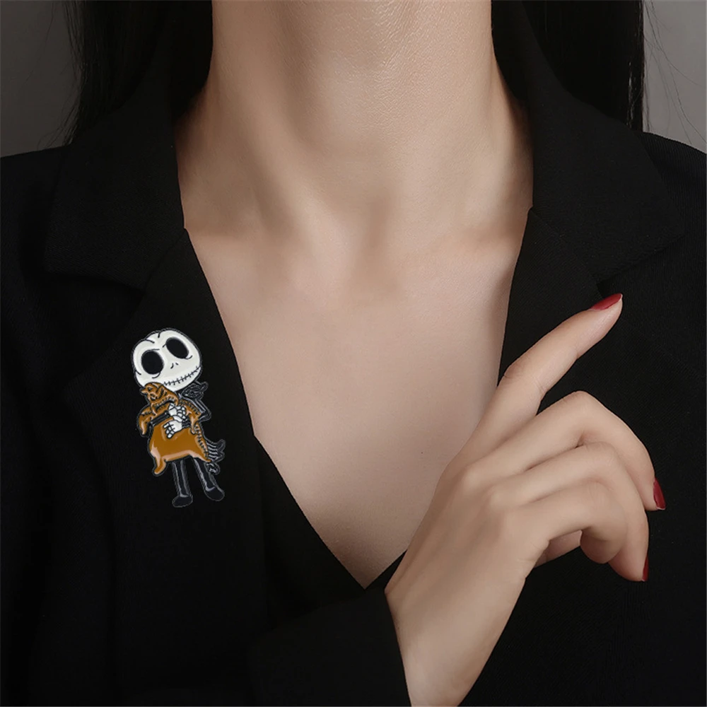 The Nightmare Before Christmas Jack Skellington Sally Cosplay Costume Metal Badge Pin Alloy Brooch Accessories Props