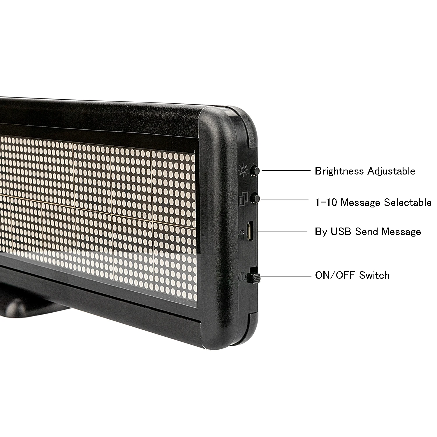 16*64Dots LED Car Sign Moving Message Display Programmable LED Display Board for  Advertising, Built-in Battery Rechargeabl