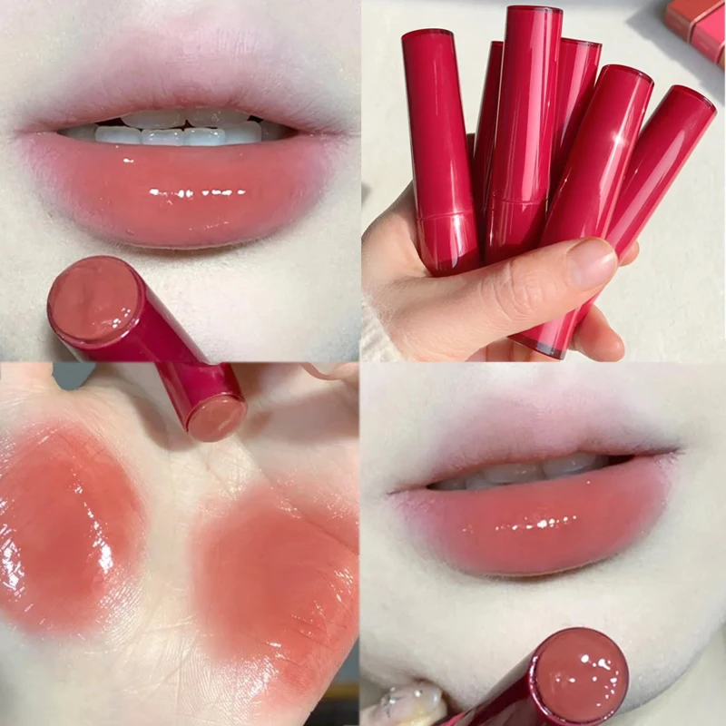 Nuovi 8 colori Jelly Lip Glaze specchio idratante Water Light Solid Lip Gloss Glass Tea Red Brown Lipstick Tint Makeup Cosmetics