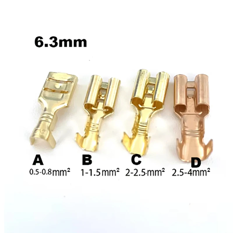 500/400Pcs 6.3mm 6.3mm 0.5-4mm2 Plug Spring Female Spade Cold Crimp Terminals Connector Car Speaker Electrical Wire Connectors