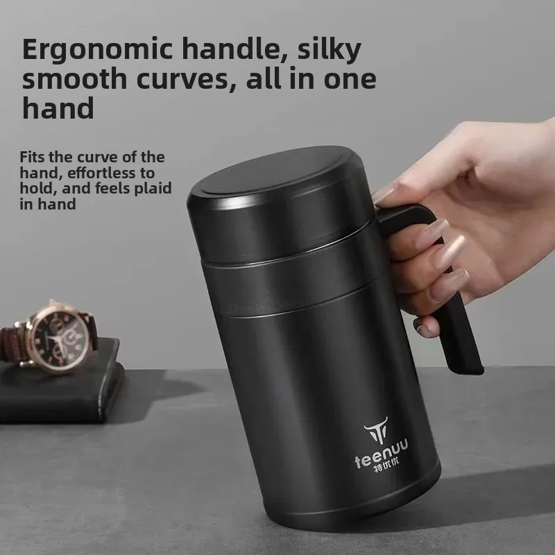 

Large capacity 316 stainless steel thermos cup with handle men's water cup high-end portable business office cup