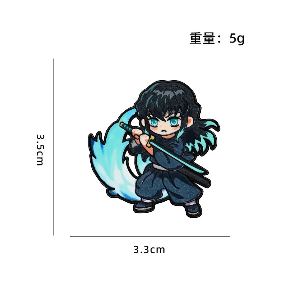 Demon Slayer Character Enamel Brooches, Kyojuro Tokitou Yoriichi Kanroji Metal Pins, Holiday Gifts for Anime Collectors view 4