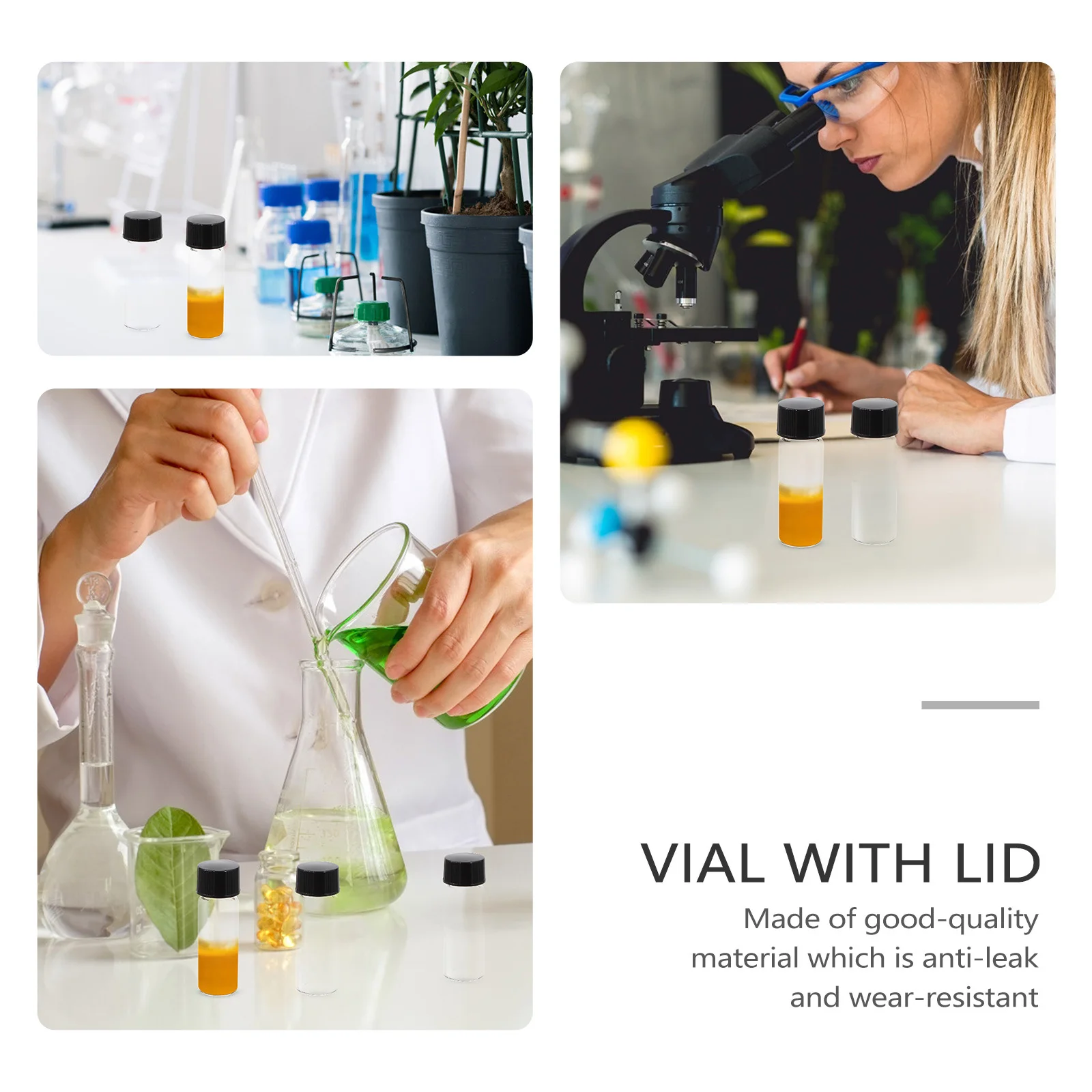 25Pcs Glass Sample Bottles Refillable Clear Vials for Essential Oils Lotion Travel Storage Transparent Glass Vial with Lid