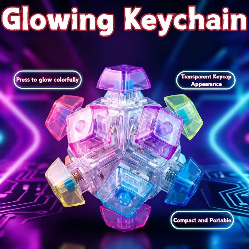 LED Light-Up Keycap Keychain Clicker Fidget Toy Multi-Style Portable Desk Accessory for Stress Relief