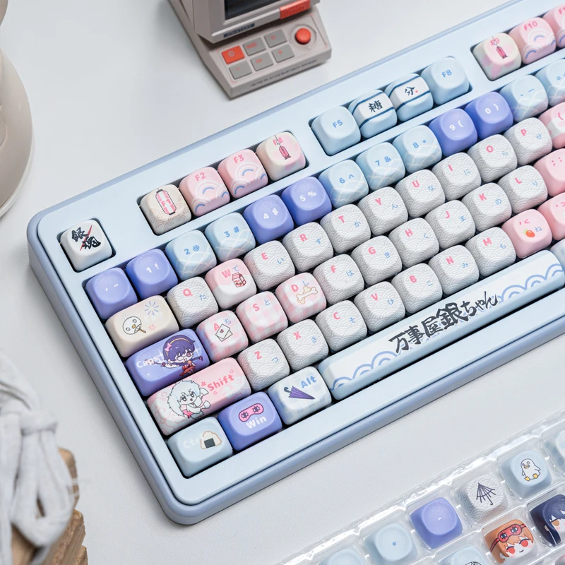 Cute Japanese Anime PBT Keycaps,135 Keys MOA Profile Custom Double Shot Key Caps Set For MX Mechanical Keyboards 60% 75% 100%