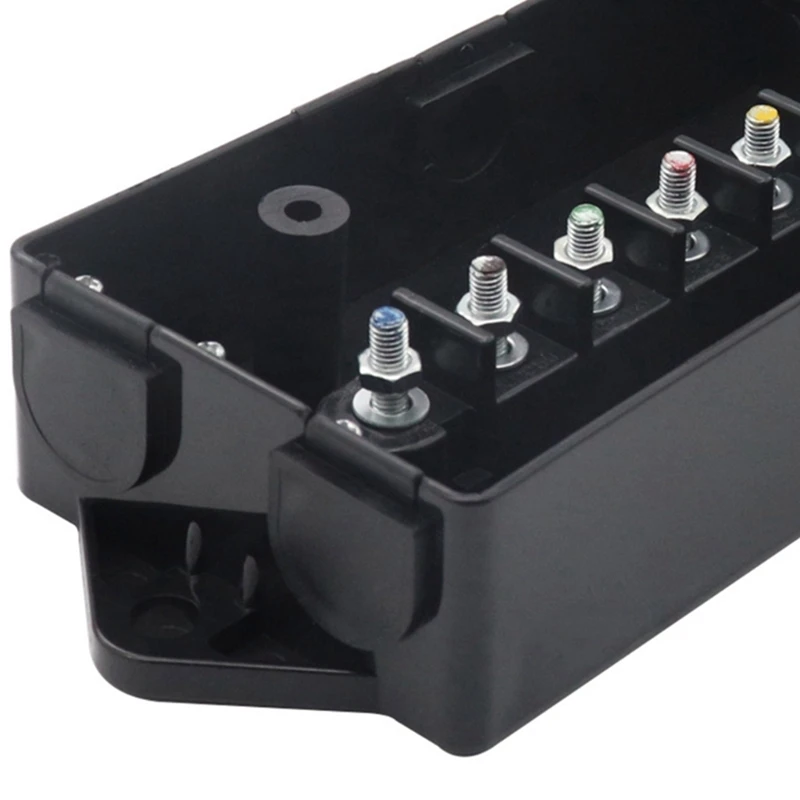 Weatherproof 7 Pole Cord Connection Box 7 Way Electrical Trailer Junction Box 7 Gang Trailer Wire Harness Junction Box-A55K