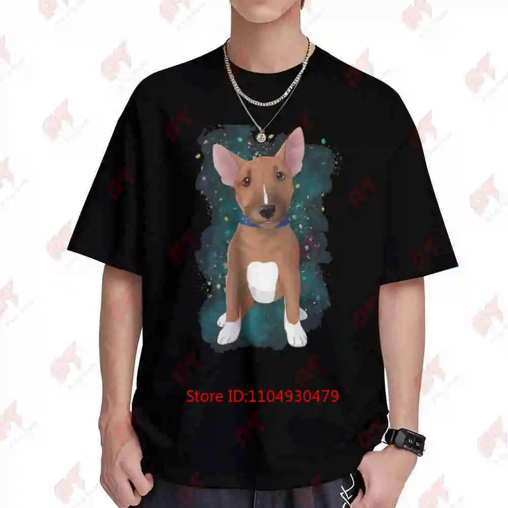Bull Terrier Pup Red White Short Sleeve Tee 100% Cotton T-Shirt