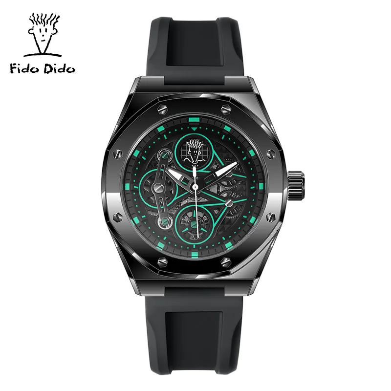 FIDO DIDO Sports Couple Watch 50M Waterproof Silicone Strap Luminous Quartz Movement Unisex Student Gift FD2326-922