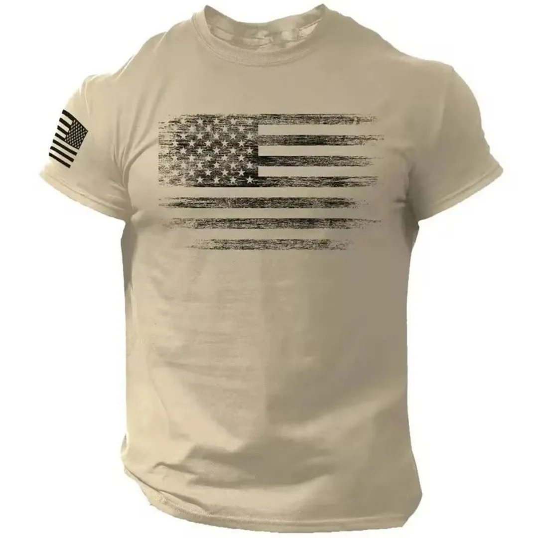 Neues Retro-T-Shirt mit amerikanischer Flagge, 3D-Druck, atmungsaktiv, schnell trocknend, für Herren, große Größen, Outdoor-Street-Fashion, Eltern-Kind-Kleidung – Detail 6