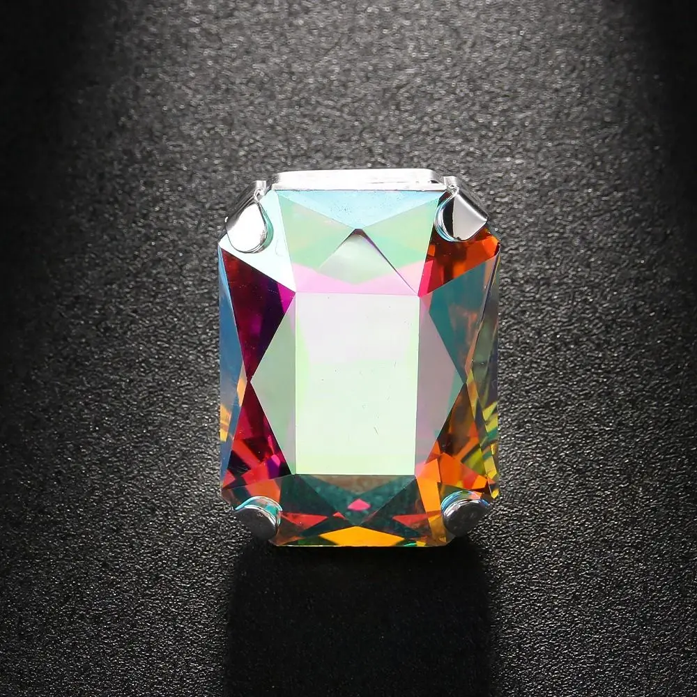 Rectangle Shape Rectangle Rhinestone Ring Rhinestone Crystal Large Size Adjustable Crystal Ring Exaggerated Giant