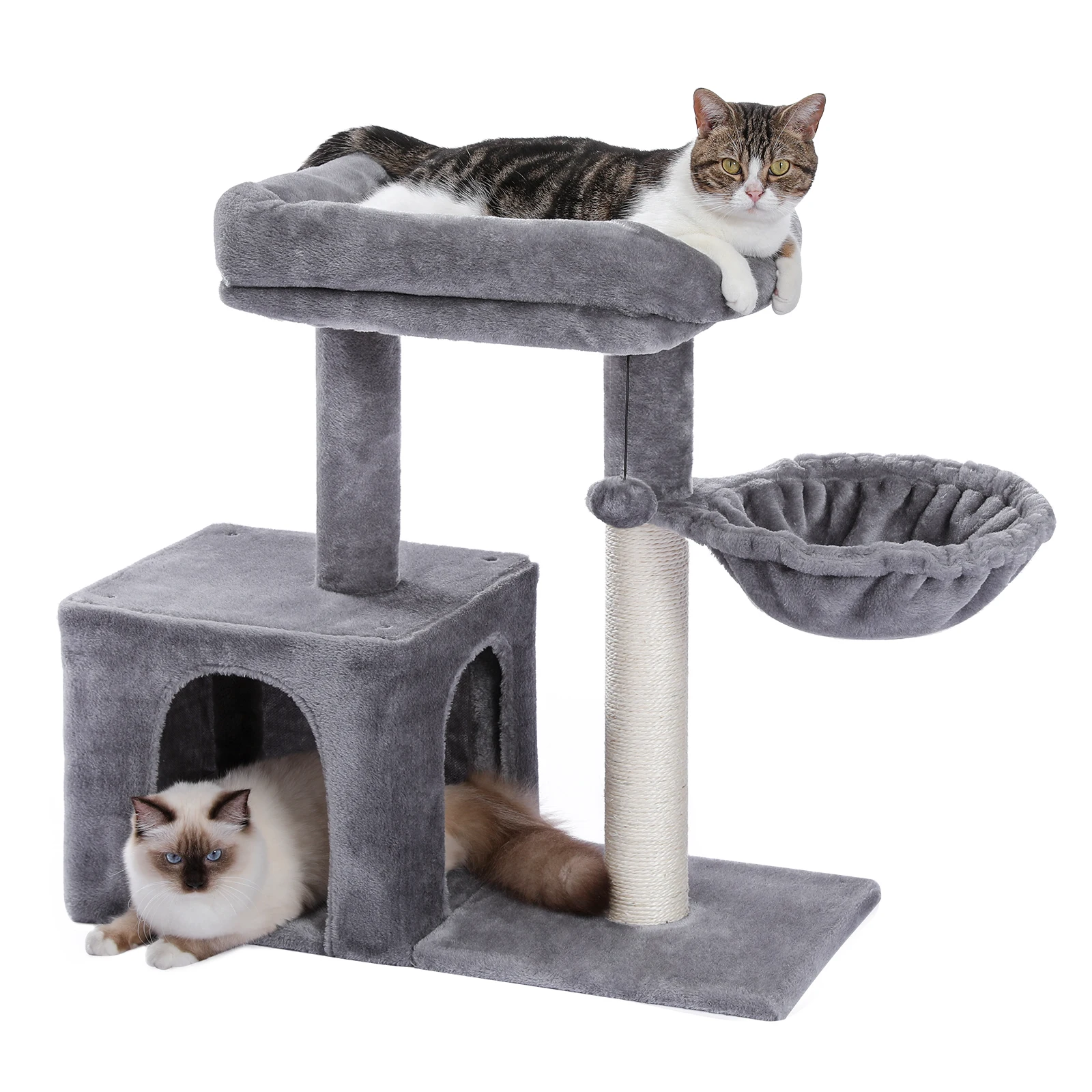 Imagem -04 - Pequena Cat Tree Tower com Condomínio Hammock Cat Scratcher Coçar Post Cat Bed Pet Acessórios Mobiliário de Brinquedo