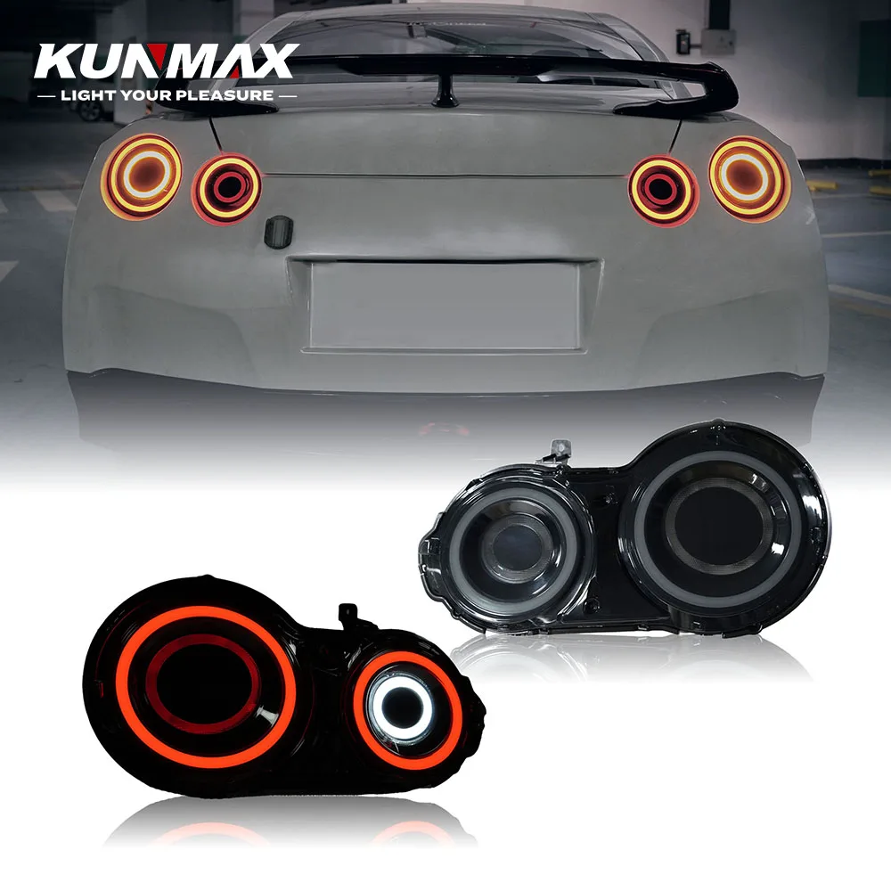 Pair Of Car Tail Light Assembly For Nissan GTR 2009-2024 LED Brake Flowing Water Flicker Plug and Play Tailamps Taillights