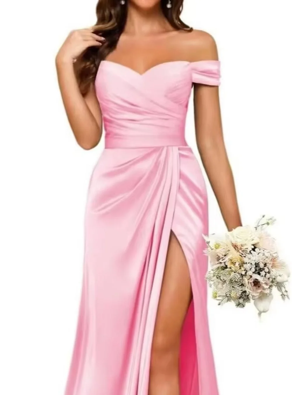 Серпанково-синее платье подружки невесты с открытыми плечами, 2025, атласное платье русалки с открытой спиной и складками по бокам, длиной до пола, свадебное платье по индивидуальному заказу