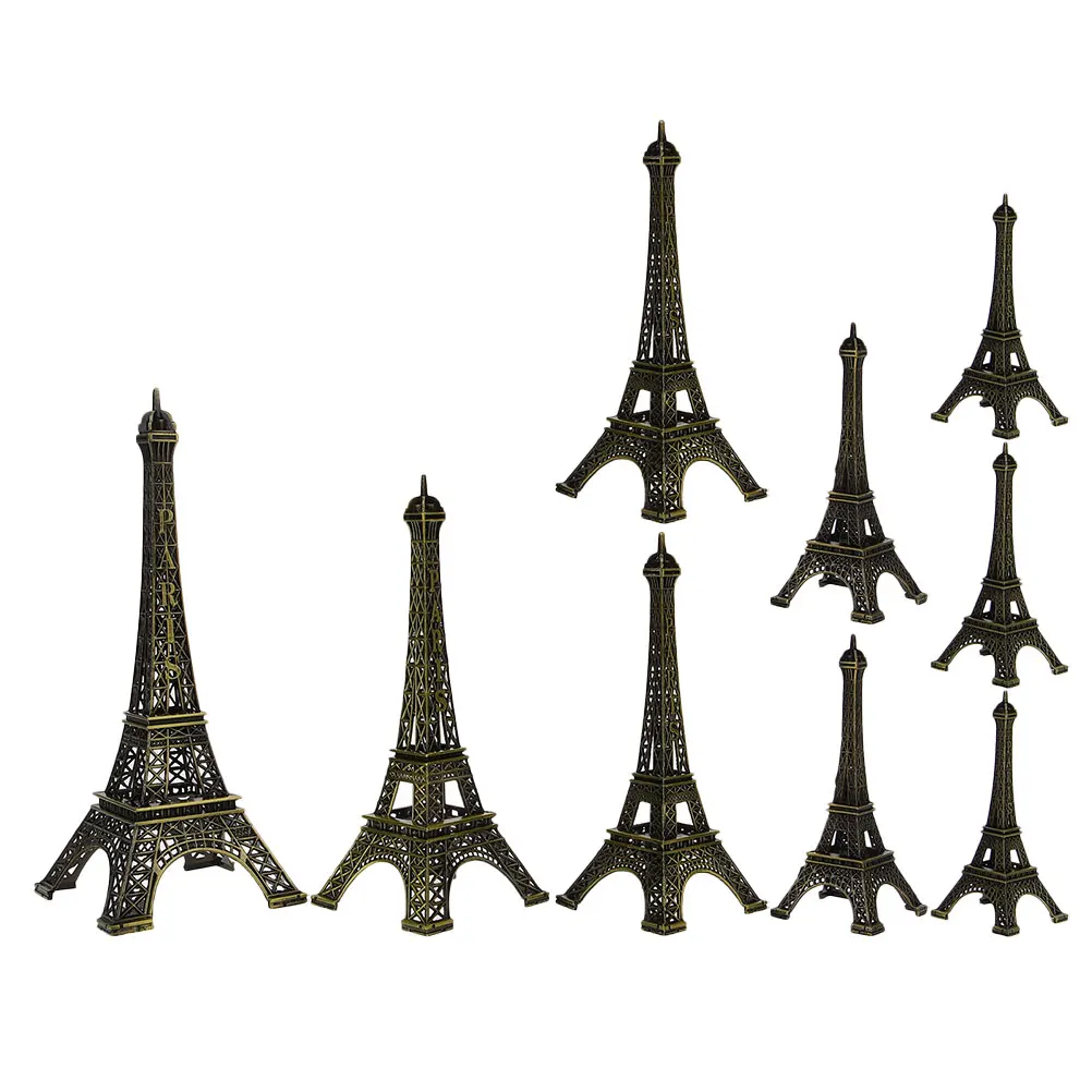 

9Pcs Eiffel Tower Iron Statues Mini French Cake Topper Home Decor Table Centerpiece Party Decoration Souvenir