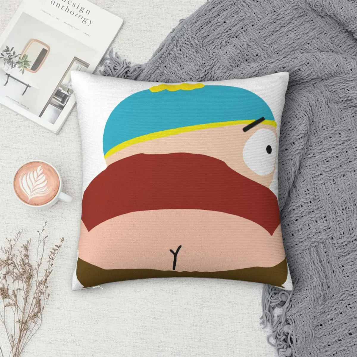 Eric Cartman Cartoon Kiss My Ass Pillow Case Cover Summer Living Room Cushions Cover Accessories For Home Decor Square Pillow