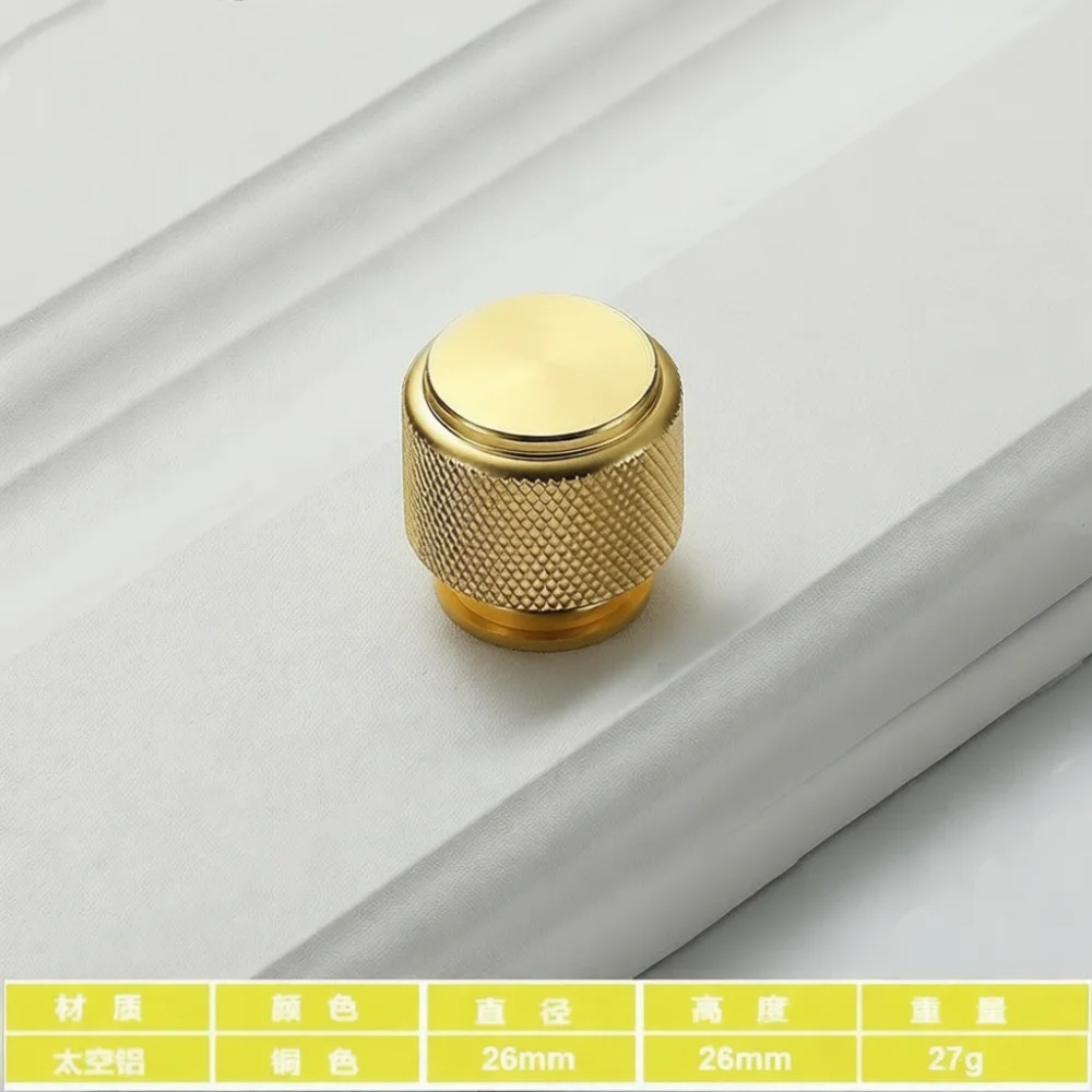 Simple Aluminum Alloy Round Handle Gold Silver Cabinet Knob For Euro Kitchen Wardrobe Drawer Dresser Minimalist Pulls