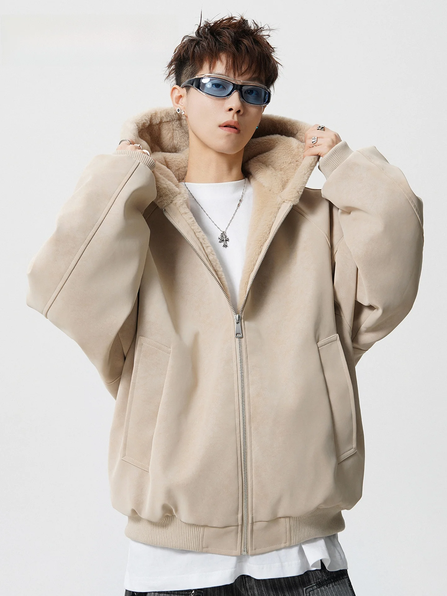 

JOKARJONNY American Sle Dyed Leather Cotton Jaet for Men Winter Trendy Brand Versatile Fce Lined Thi Warm Coat