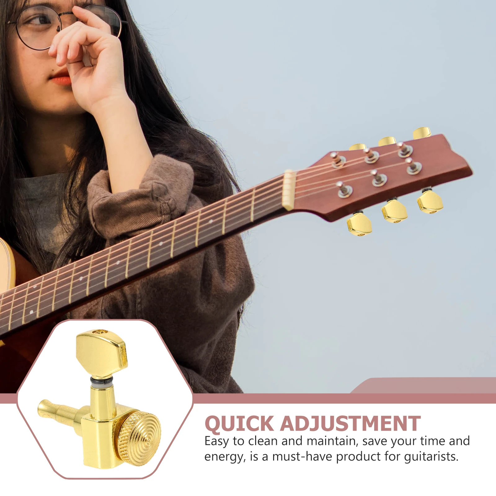 

Guitar Machine Heads Knobs Tuners Fully Enclosed Strings Durable Pegs Adjust Tight Stable Sound Easy Install Long Use Guitar
