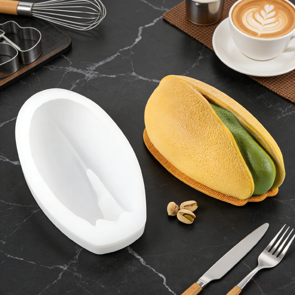 Single-Cell Pistachios Cocoa Pod or Date Design Silicone Chocolate Mold French Mousse Cake Mold Kitchen Dessert Baking Tools