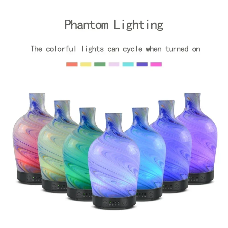 100ml Glass Aroma Essential Oil Diffuser Marble Design Handmade Cool Mist Humidifier Waterless Auto Shut-Off for Home office