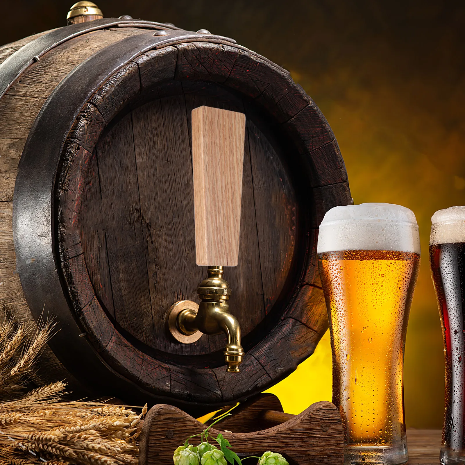 Wooden Beer Tap Handle Light Brown Rustic Keg Knob Replacement Beer Faucet Handle Chalkboard Homebrew Bar