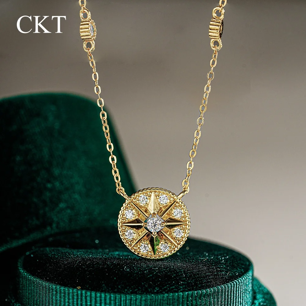 

CKT Hexagram Pendant For Women's 14K Gold with Diamond Moissanite Necklace Wedding Fine Jewelry