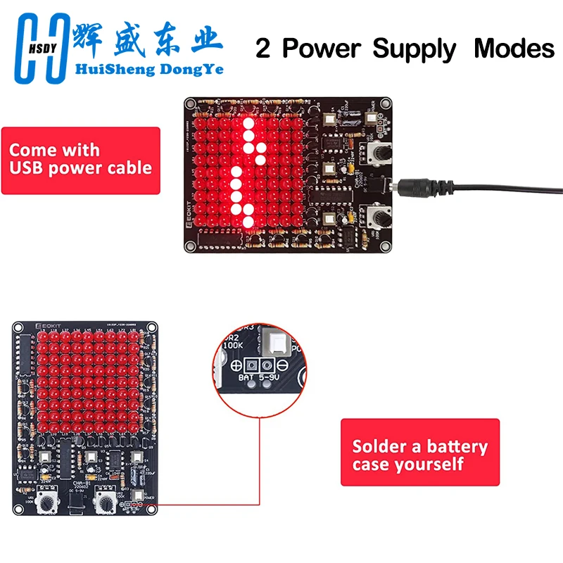 Diy Led Elektronische Kit CHA-81 DC4.5-9V Led Tracking Light Game Solderen Projectpraktijk Volg Spot Usb/Batterij Voeding