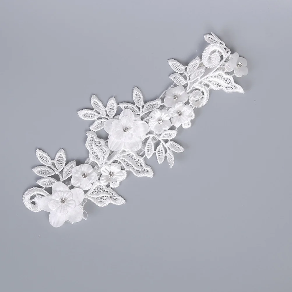 

Wedding Bride Garter Belt Lace Rhinestone Flower Bridal Floral Ornaments White Adjustable Comfort Wedding Party Prom