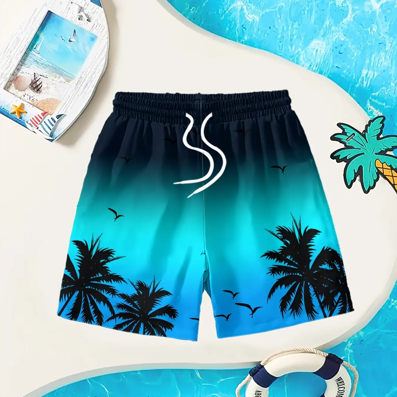 

Новинка 2026: Мужские пляжные шорты с тропическим принтом пальм, быстросохнущие плавки с гавайским узором, подходят для повседневной носки и тренировок